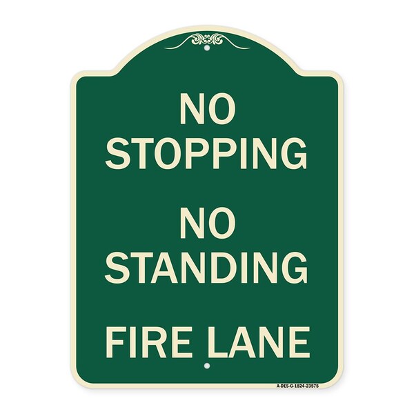 Signmission No Stopping No Standing Fire Lane Heavy-Gauge Aluminum Architectural Sign, 24" x 18", G-1824-23575 A-DES-G-1824-23575 - main